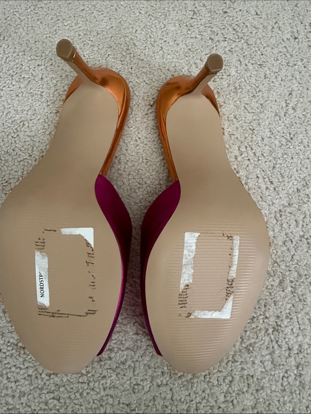 Steve Madden Metallic Fuchsia and Gold Peep-Toe Mules - Picture 2 of 5